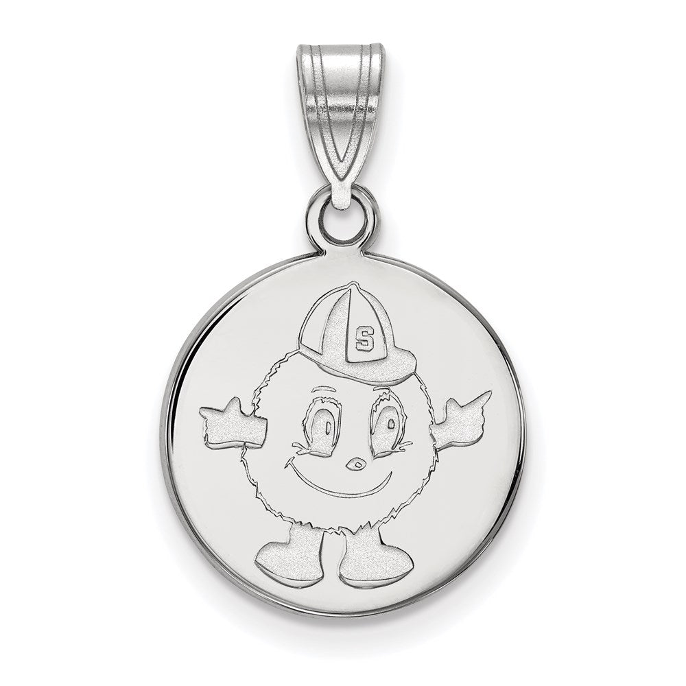 14K Weißgold Logoart Syracuse University Mascot Mittel Plättchen Anhänger
