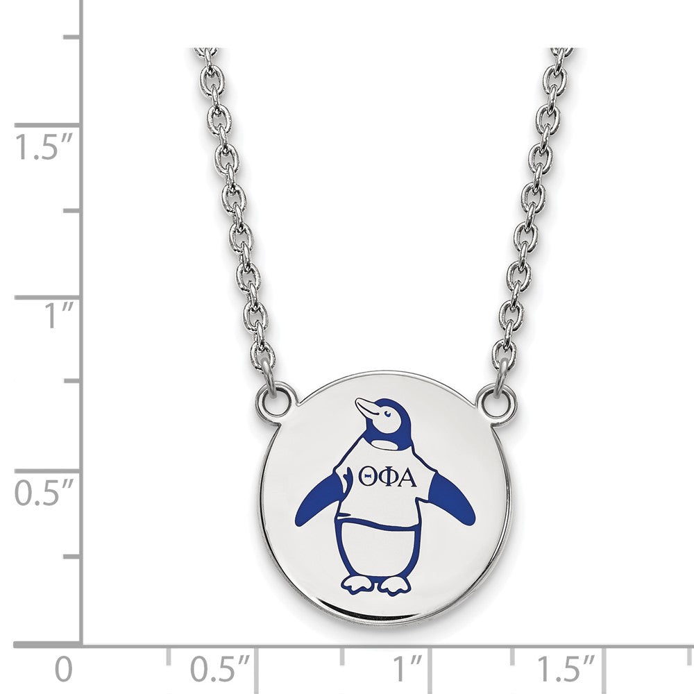 Sterlingsilber Rhodiniert Logoart Theta Phi Alpha Sorority Symbol Groß Farbe Emaille Anhänger 18 Zoll Halskette