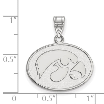 Sterlingsilber Rhodiniert Logoart University Of Iowa Hawk Mittel Oval Anhänger