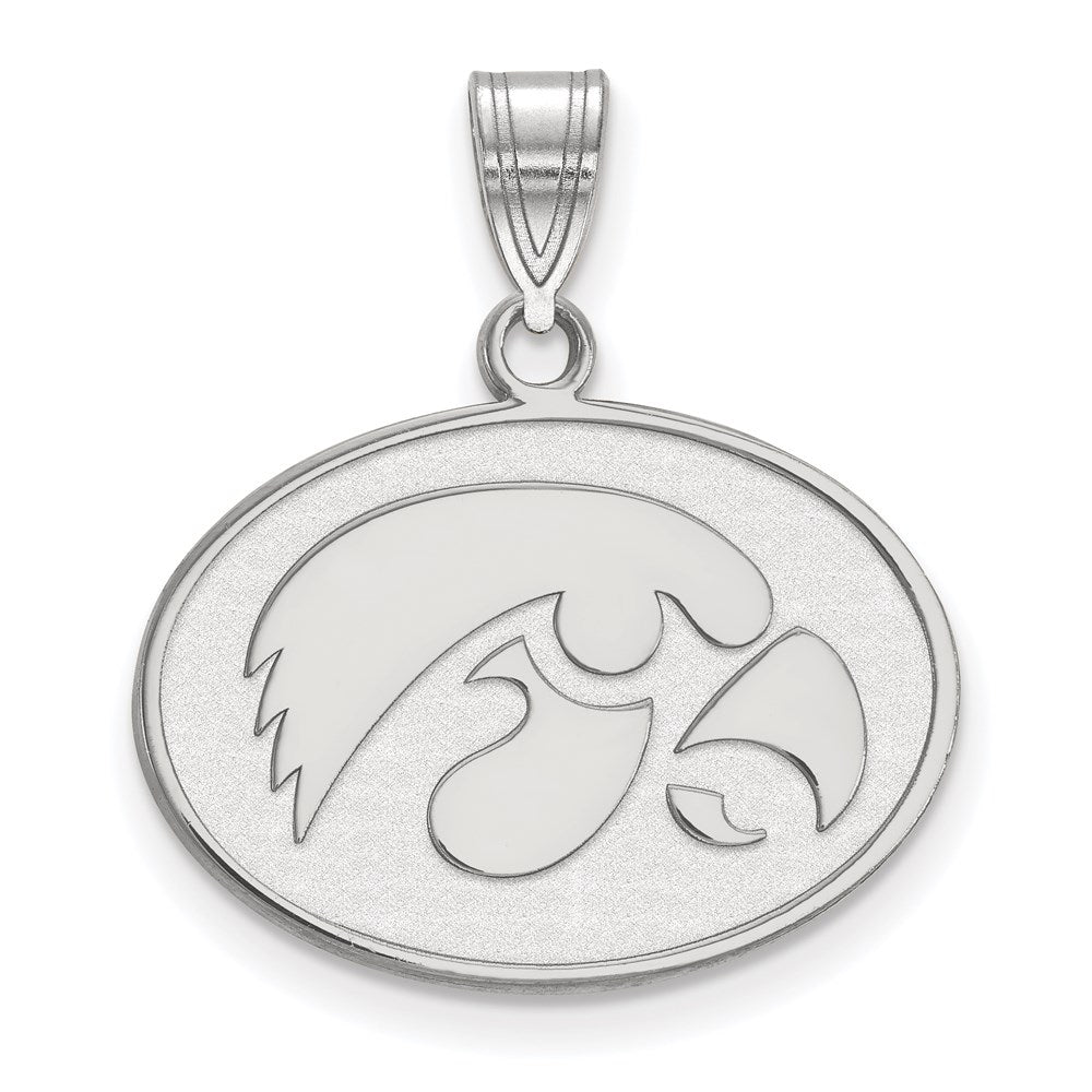 Sterlingsilber Rhodiniert Logoart University Of Iowa Hawk Mittel Oval Anhänger