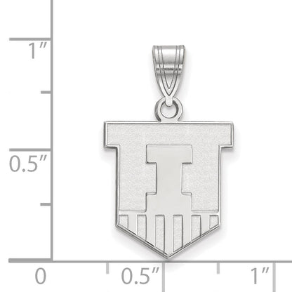 Sterlingsilber Rhodiniert Logoart University Of Illinois Victory Abzeichen Mittel Anhänger
