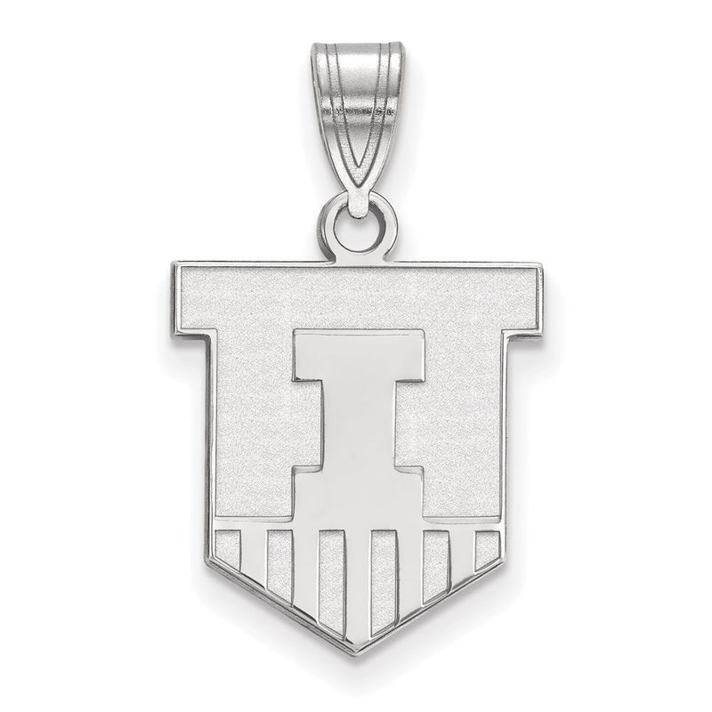 Sterlingsilber Rhodiniert Logoart University Of Illinois Victory Abzeichen Mittel Anhänger