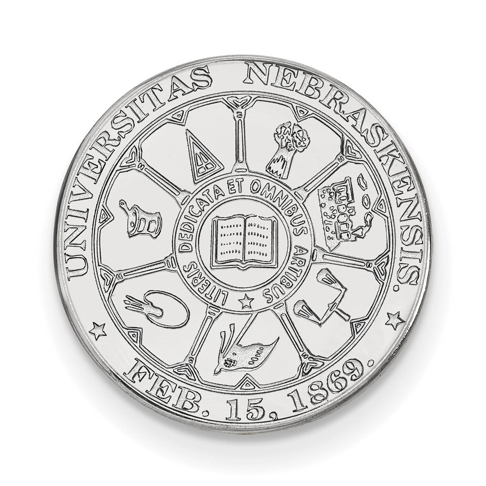 14K Weißgold Logoart University Of Nebraska Wappen Anstecknadel