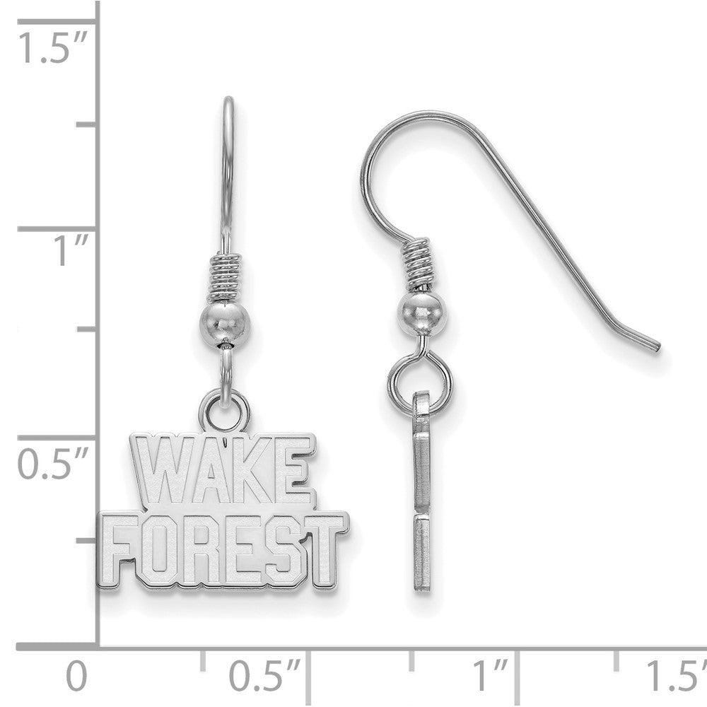 Sterlingsilber Rhodiniert Logoart Wake Forest University W F Extra Klein Hängend Draht Ohrringe
