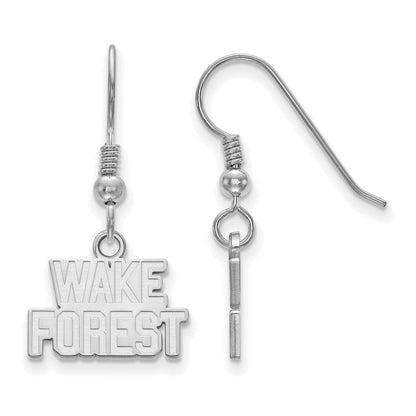 Sterlingsilber Rhodiniert Logoart Wake Forest University W F Extra Klein Hängend Draht Ohrringe