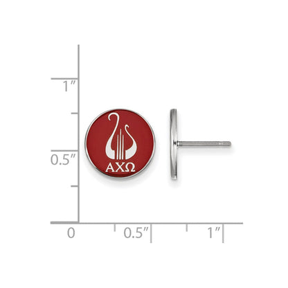 Sterlingsilber Rhodiniert Logoart Alpha Chi Omega Sorority Symbol Farbe Emaille Ohrstecker