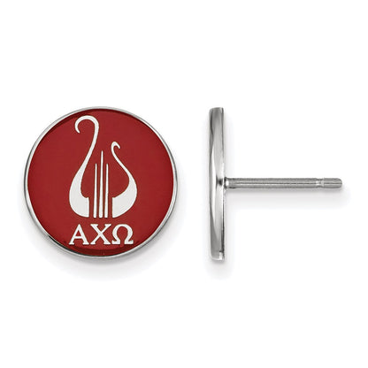 Sterlingsilber Rhodiniert Logoart Alpha Chi Omega Sorority Symbol Farbe Emaille Ohrstecker