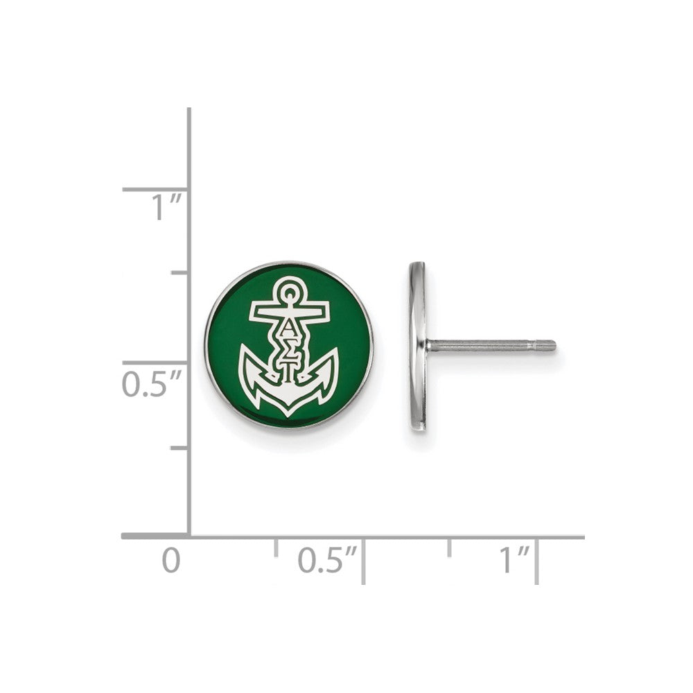 Sterlingsilber Rhodiniert Logoart Alpha Sigma Tau Sorority Symbol Farbe Emaille Ohrstecker