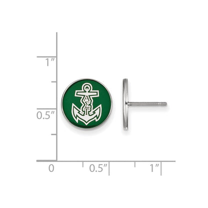 Sterlingsilber Rhodiniert Logoart Alpha Sigma Tau Sorority Symbol Farbe Emaille Ohrstecker