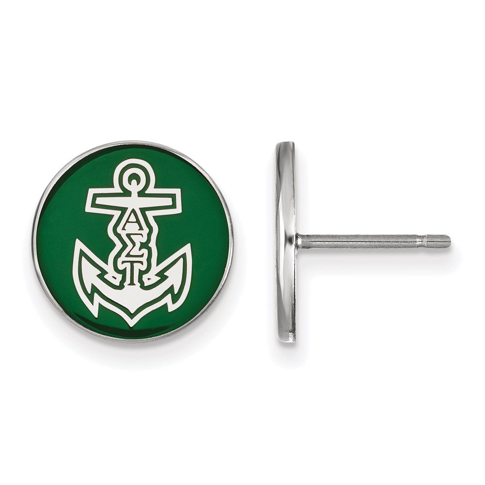 Sterlingsilber Rhodiniert Logoart Alpha Sigma Tau Sorority Symbol Farbe Emaille Ohrstecker