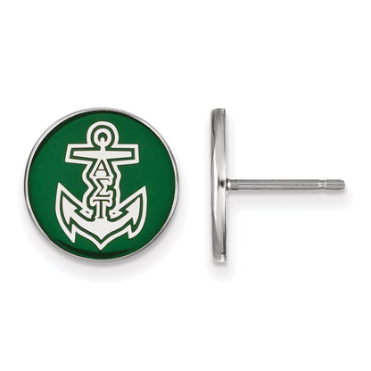 Sterlingsilber Rhodiniert Logoart Alpha Sigma Tau Sorority Symbol Farbe Emaille Ohrstecker