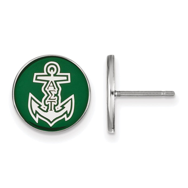Sterlingsilber Rhodiniert Logoart Alpha Sigma Tau Sorority Symbol Farbe Emaille Ohrstecker