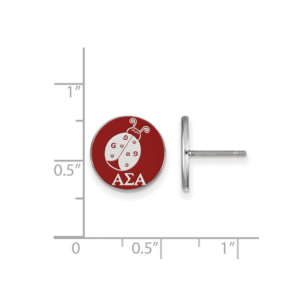 Sterlingsilber Rhodiniert Logoart Alpha Sigma Sorority Symbol Farbe Emaille Ohrstecker