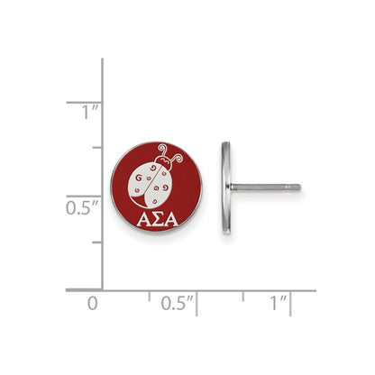 Sterlingsilber Rhodiniert Logoart Alpha Sigma Sorority Symbol Farbe Emaille Ohrstecker