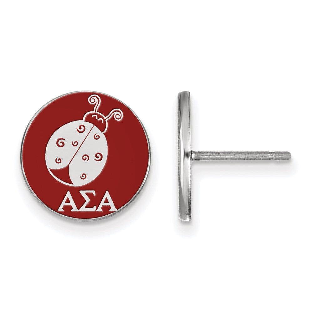 Sterlingsilber Rhodiniert Logoart Alpha Sigma Sorority Symbol Farbe Emaille Ohrstecker