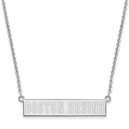 Sterlingsilber Rhodiniert Nhl Logoart Boston Bruins Klein Stab Halskette
