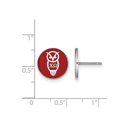 Sterlingsilber Rhodiniert Logoart Chi Omega Sorority Symbol Farbe Emaille Ohrstecker