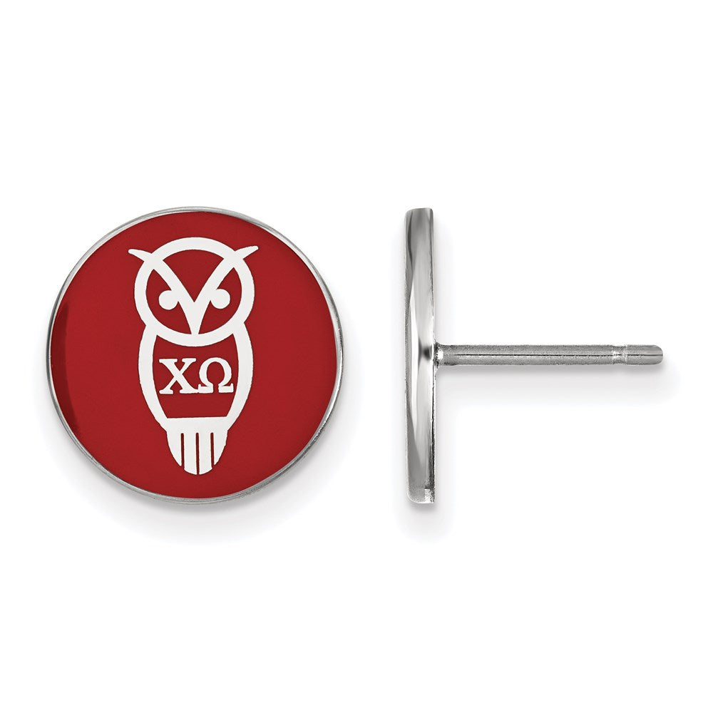 Sterlingsilber Rhodiniert Logoart Chi Omega Sorority Symbol Farbe Emaille Ohrstecker