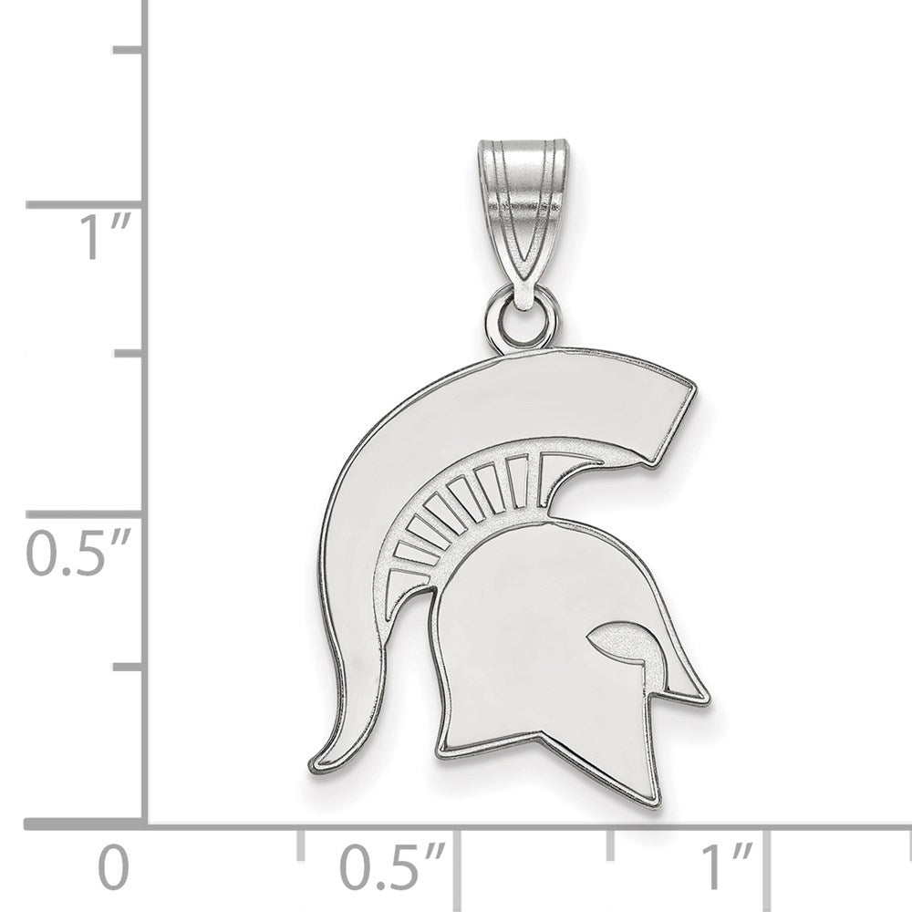 Sterlingsilber Rhodiniert Logoart Michigan State University Spartan Groß Anhänger