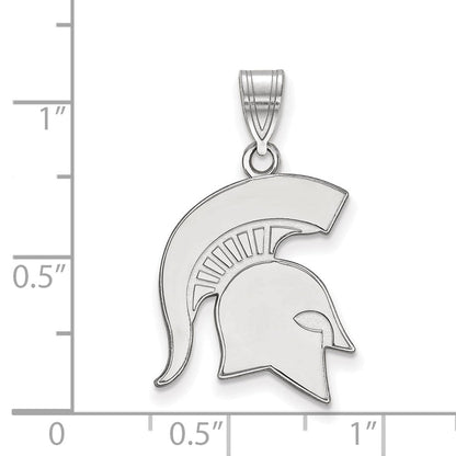 Sterlingsilber Rhodiniert Logoart Michigan State University Spartan Groß Anhänger
