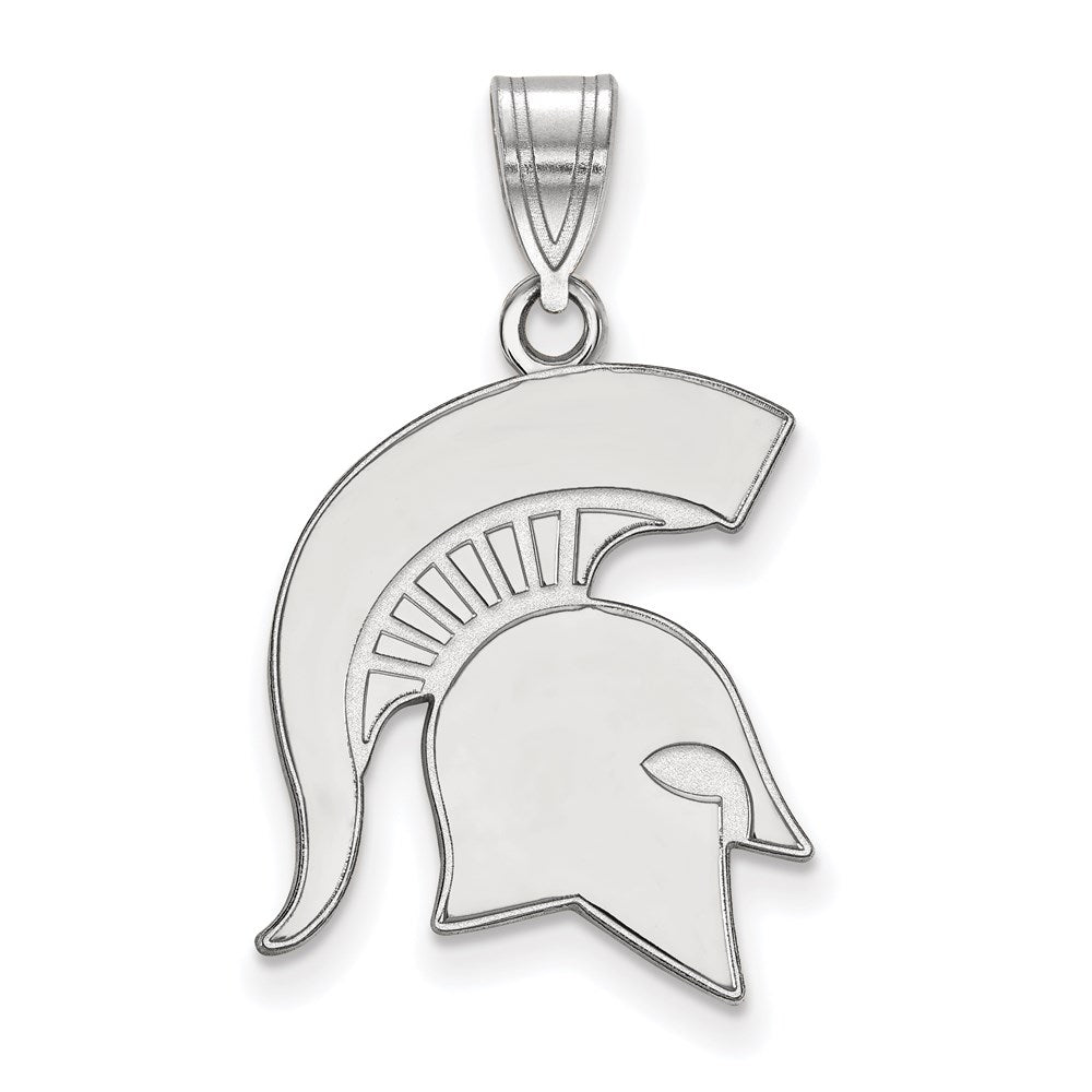 Sterlingsilber Rhodiniert Logoart Michigan State University Spartan Groß Anhänger
