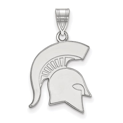 Sterlingsilber Rhodiniert Logoart Michigan State University Spartan Groß Anhänger