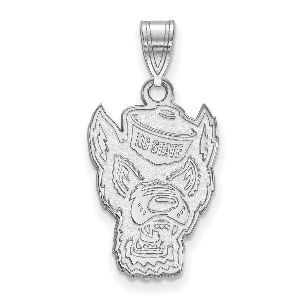 14K Weißgold Logoart North Carolina State University Wolf Groß Anhänger
