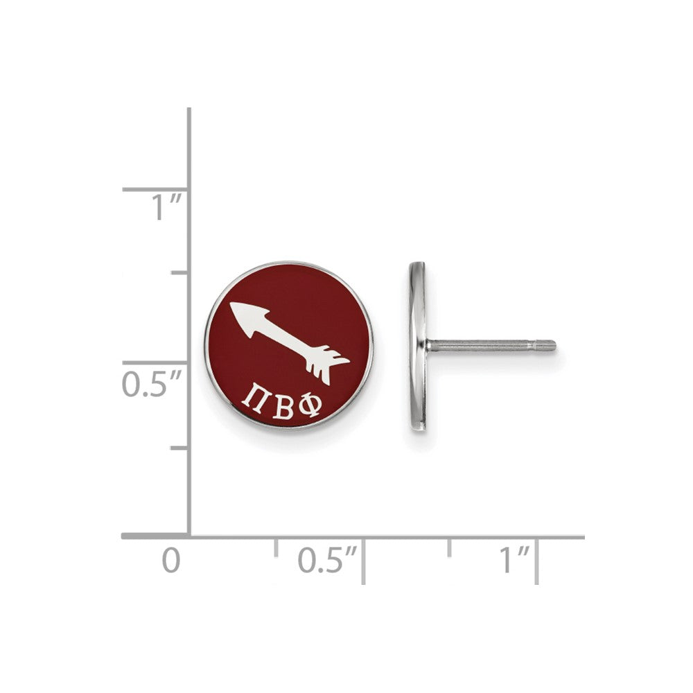 Sterlingsilber Rhodiniert Logoart Pi Beta Phi Sorority Symbol Farbe Emaille Ohrstecker