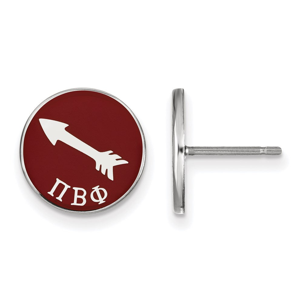 Sterlingsilber Rhodiniert Logoart Pi Beta Phi Sorority Symbol Farbe Emaille Ohrstecker