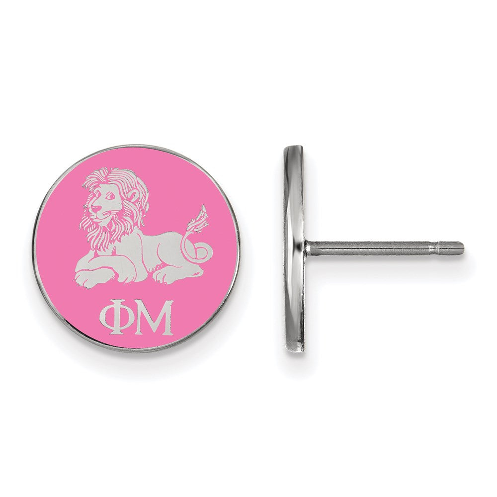 Sterlingsilber Rhodiniert Logoart Phi Mu Sorority Symbol Farbe Emaille Ohrstecker