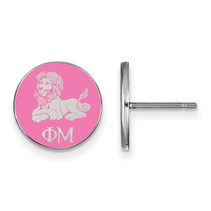 Sterlingsilber Rhodiniert Logoart Phi Mu Sorority Symbol Farbe Emaille Ohrstecker