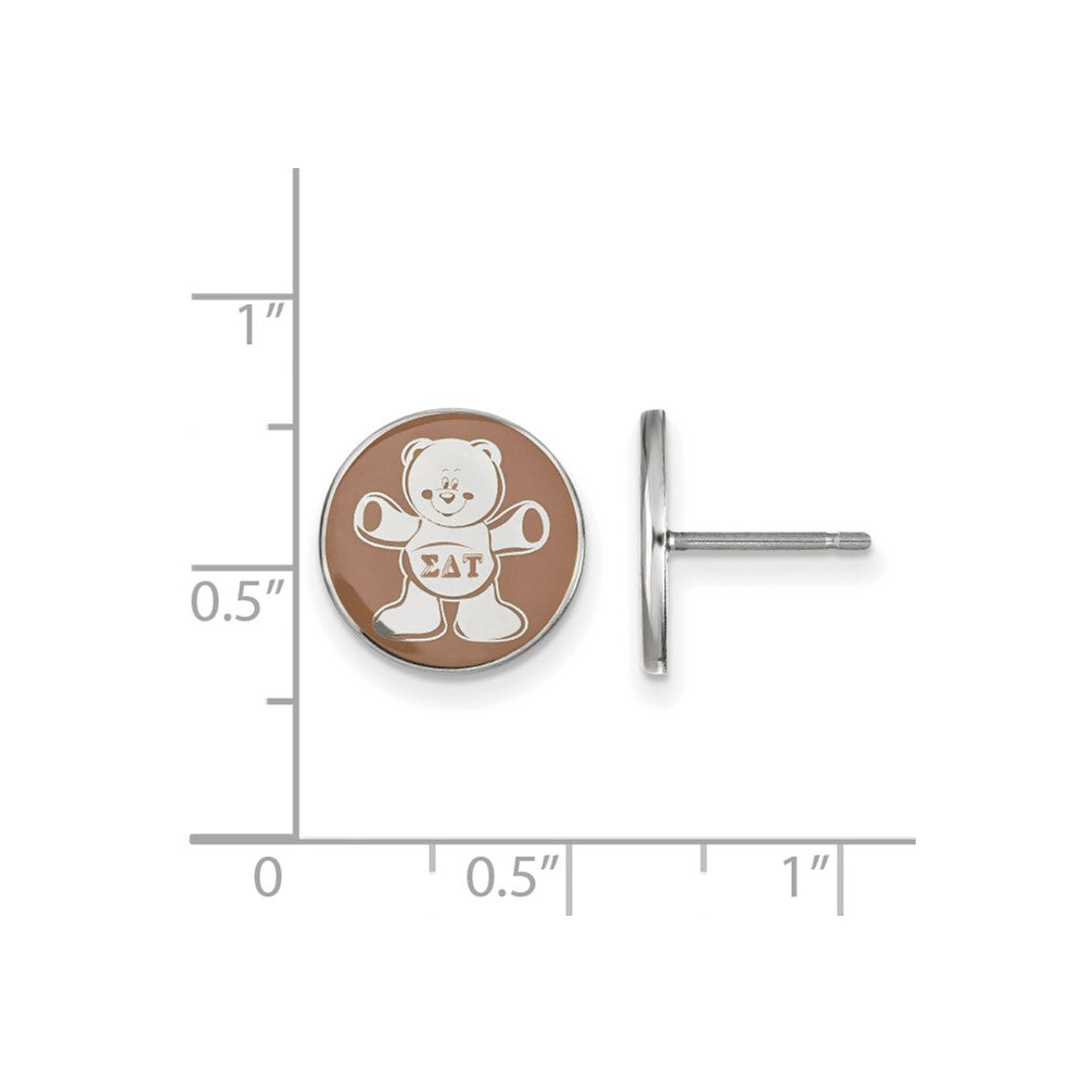 Sterlingsilber Rhodiniert Logoart Sigma Delta Tau Sorority Symbol Farbe Emaille Ohrstecker