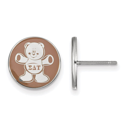 Sterlingsilber Rhodiniert Logoart Sigma Delta Tau Sorority Symbol Farbe Emaille Ohrstecker