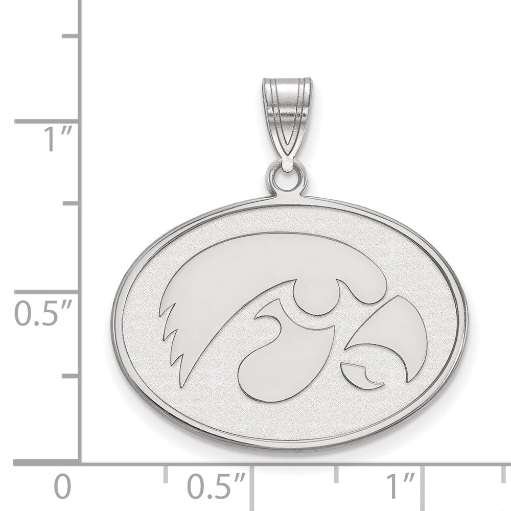 Sterlingsilber Rhodiniert Logoart University Of Iowa Hawk Groß Oval Anhänger