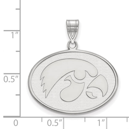 Sterlingsilber Rhodiniert Logoart University Of Iowa Hawk Groß Oval Anhänger