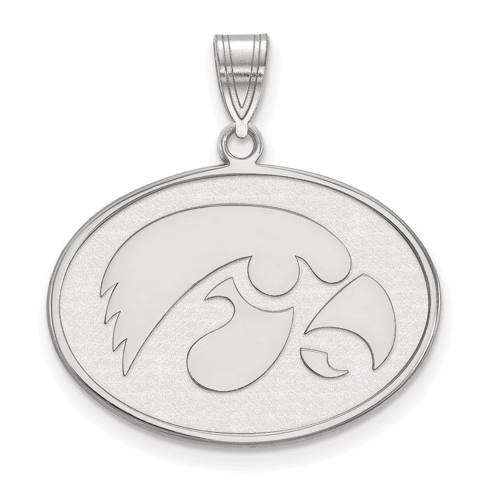 Sterlingsilber Rhodiniert Logoart University Of Iowa Hawk Groß Oval Anhänger