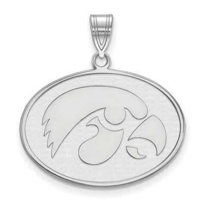 Sterlingsilber Rhodiniert Logoart University Of Iowa Hawk Groß Oval Anhänger