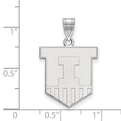 Sterlingsilber Rhodiniert Logoart University Of Illinois Victory Abzeichen Groß Anhänger