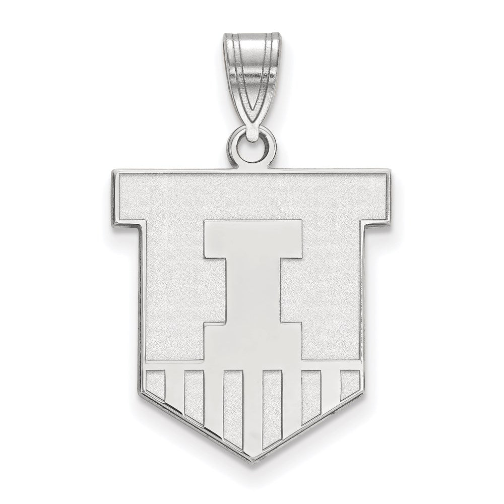 Sterlingsilber Rhodiniert Logoart University Of Illinois Victory Abzeichen Groß Anhänger