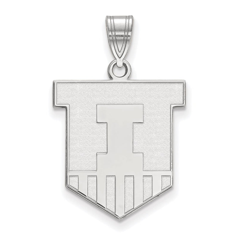 Sterlingsilber Rhodiniert Logoart University Of Illinois Victory Abzeichen Groß Anhänger
