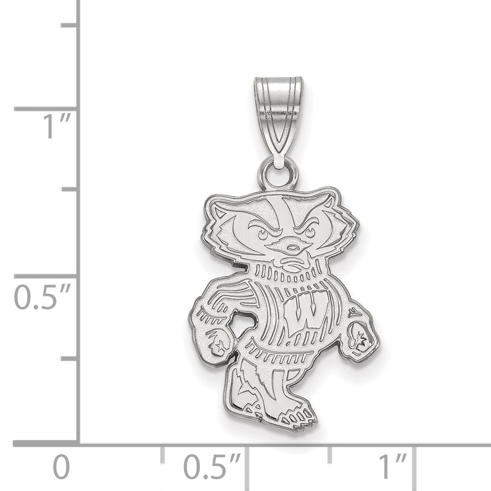 10K Weißgold Logoart University Of Wisconsin Badger Groß Anhänger