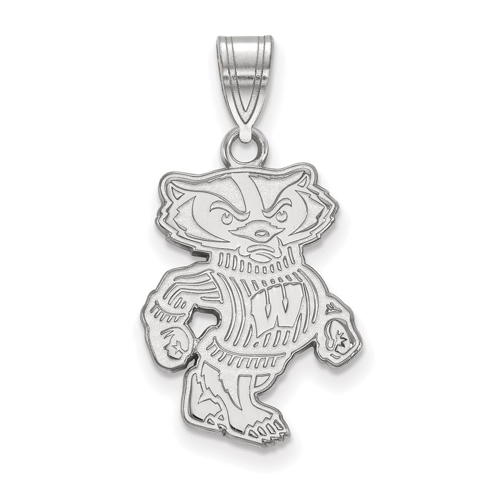 10K Weißgold Logoart University Of Wisconsin Badger Groß Anhänger