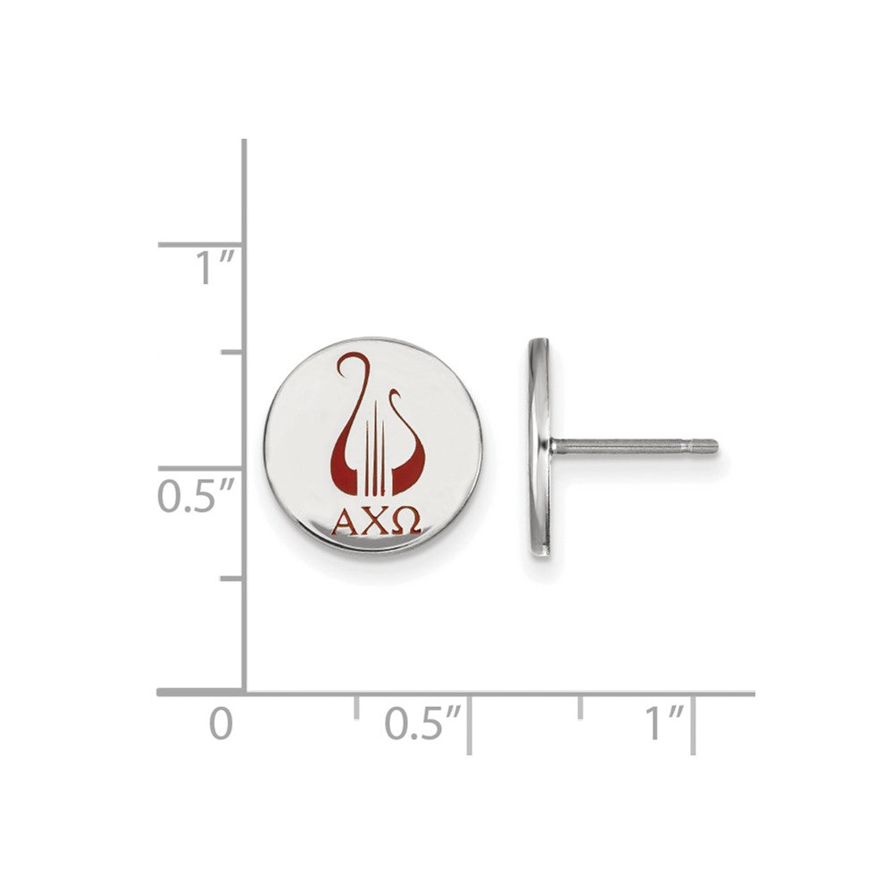 Sterlingsilber Rhodiniert Logoart Alpha Chi Omega Sorority Symbol Farbe Emaille Ohrstecker