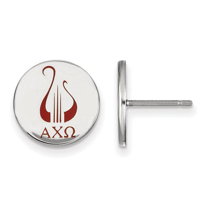 Sterlingsilber Rhodiniert Logoart Alpha Chi Omega Sorority Symbol Farbe Emaille Ohrstecker