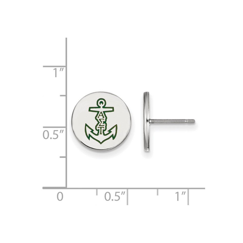Sterlingsilber Rhodiniert Logoart Alpha Sigma Tau Sorority Symbol Farbe Emaille Ohrstecker