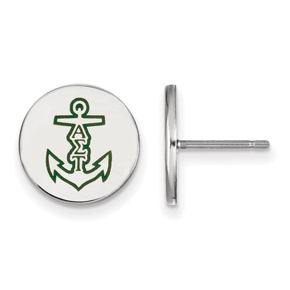 Sterlingsilber Rhodiniert Logoart Alpha Sigma Tau Sorority Symbol Farbe Emaille Ohrstecker