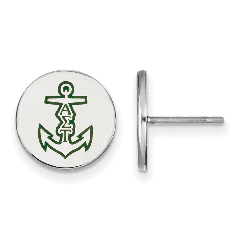 Sterlingsilber Rhodiniert Logoart Alpha Sigma Tau Sorority Symbol Farbe Emaille Ohrstecker
