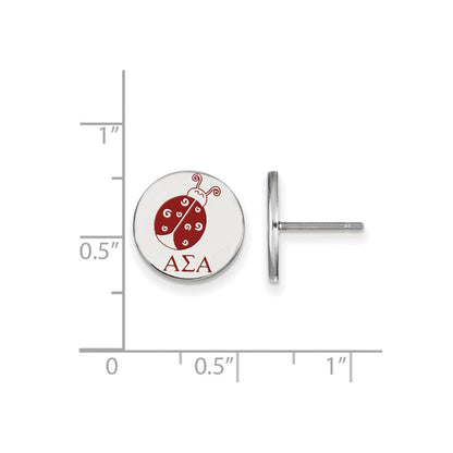 Sterlingsilber Rhodiniert Logoart Alpha Sigma Sorority Symbol Farbe Emaille Ohrstecker