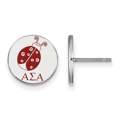 Sterlingsilber Rhodiniert Logoart Alpha Sigma Sorority Symbol Farbe Emaille Ohrstecker