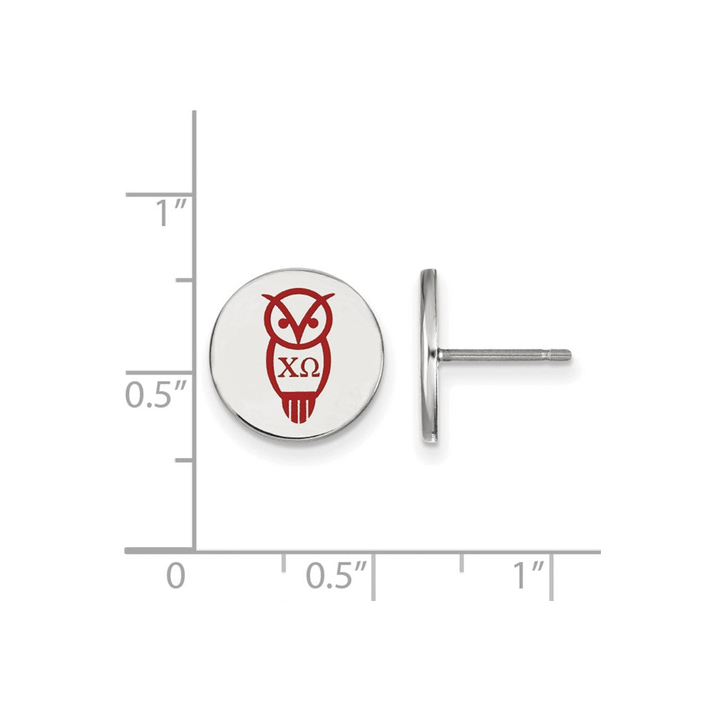 Sterlingsilber Rhodiniert Logoart Chi Omega Sorority Symbol Farbe Emaille Ohrstecker